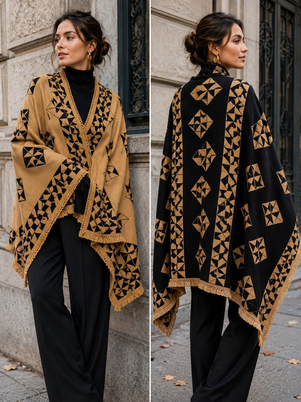 Vintage Yves Saint Laurent Linge de Maison Knit Geometric Wrap Scarf Throw